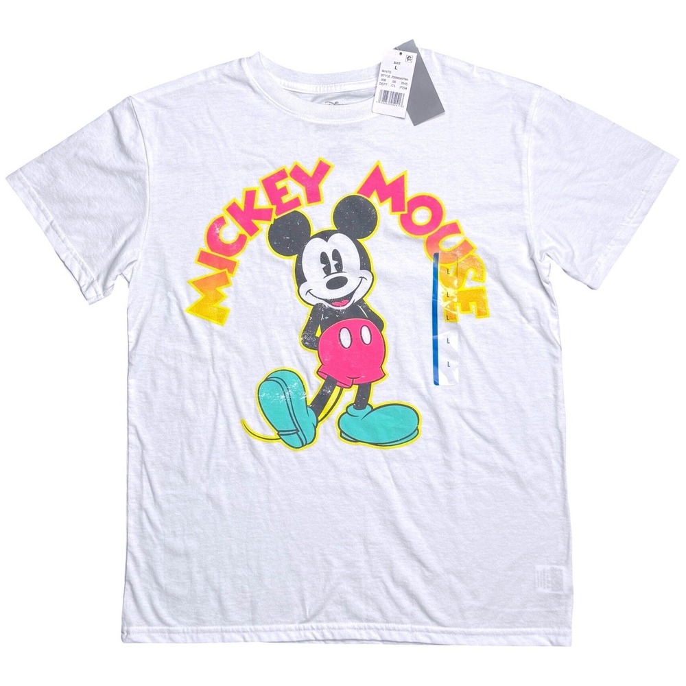 Disney Mickey‎ Mouse T Shirt White Graphic Jerry Leigh Womens Large NWT